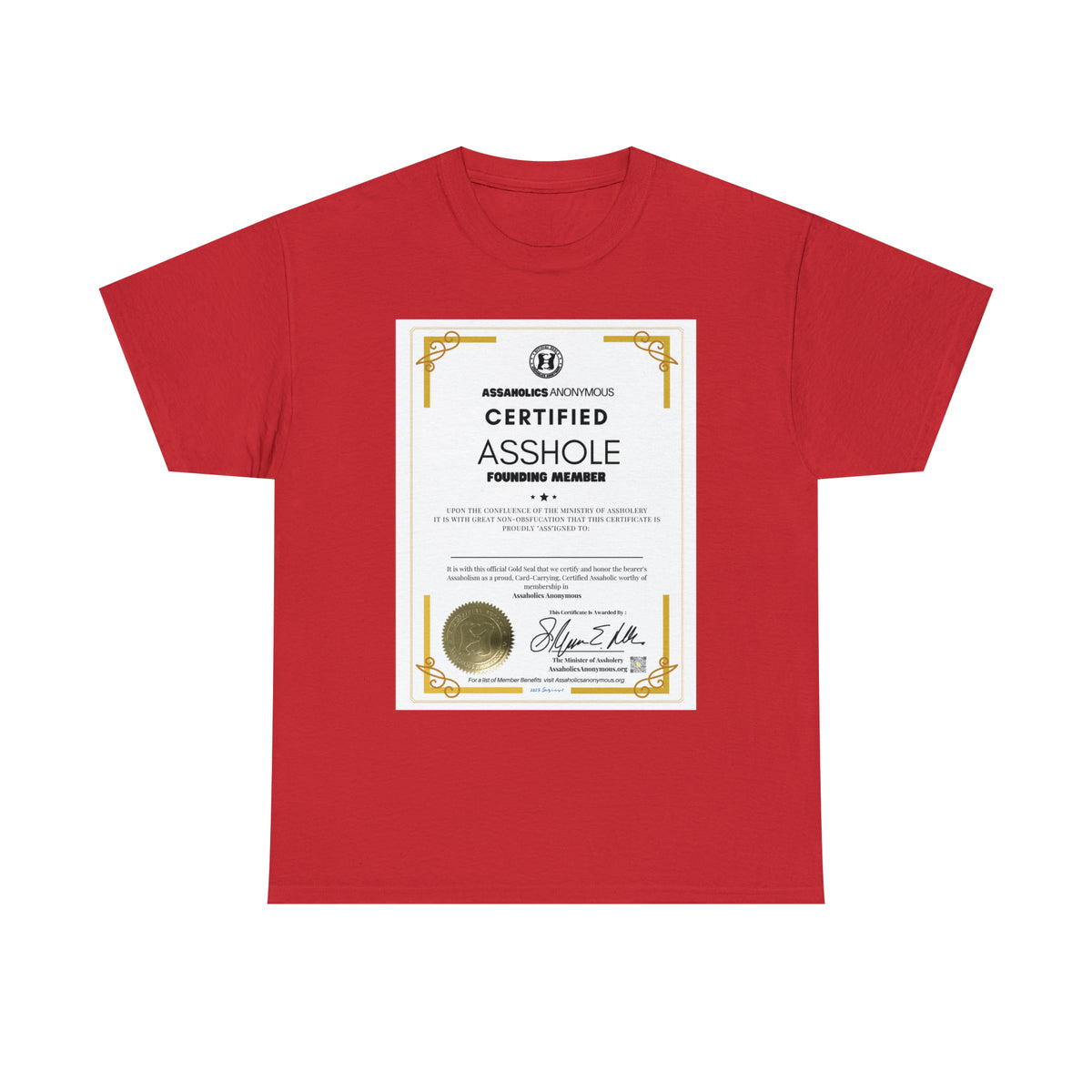 Certified Asshole Shirt - You Print the Name On It.