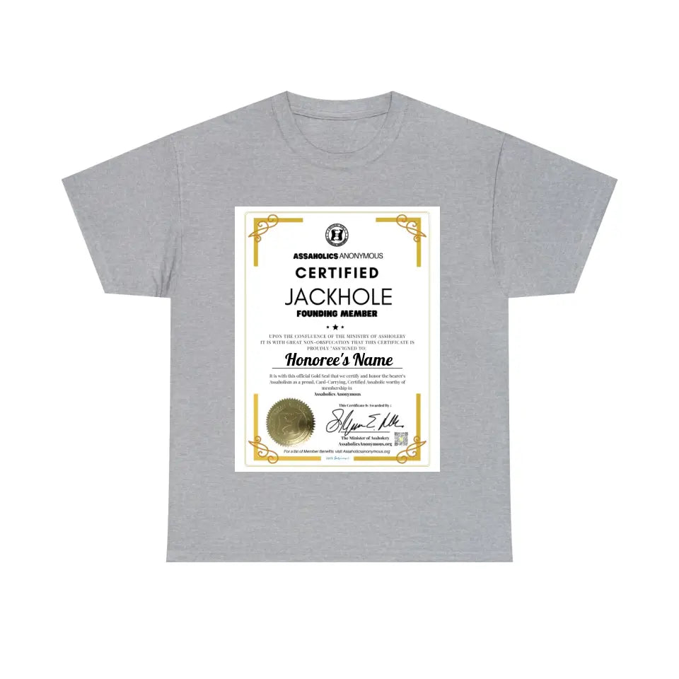 Personalized Jackhole Membership Certificate Tees and Hoodies