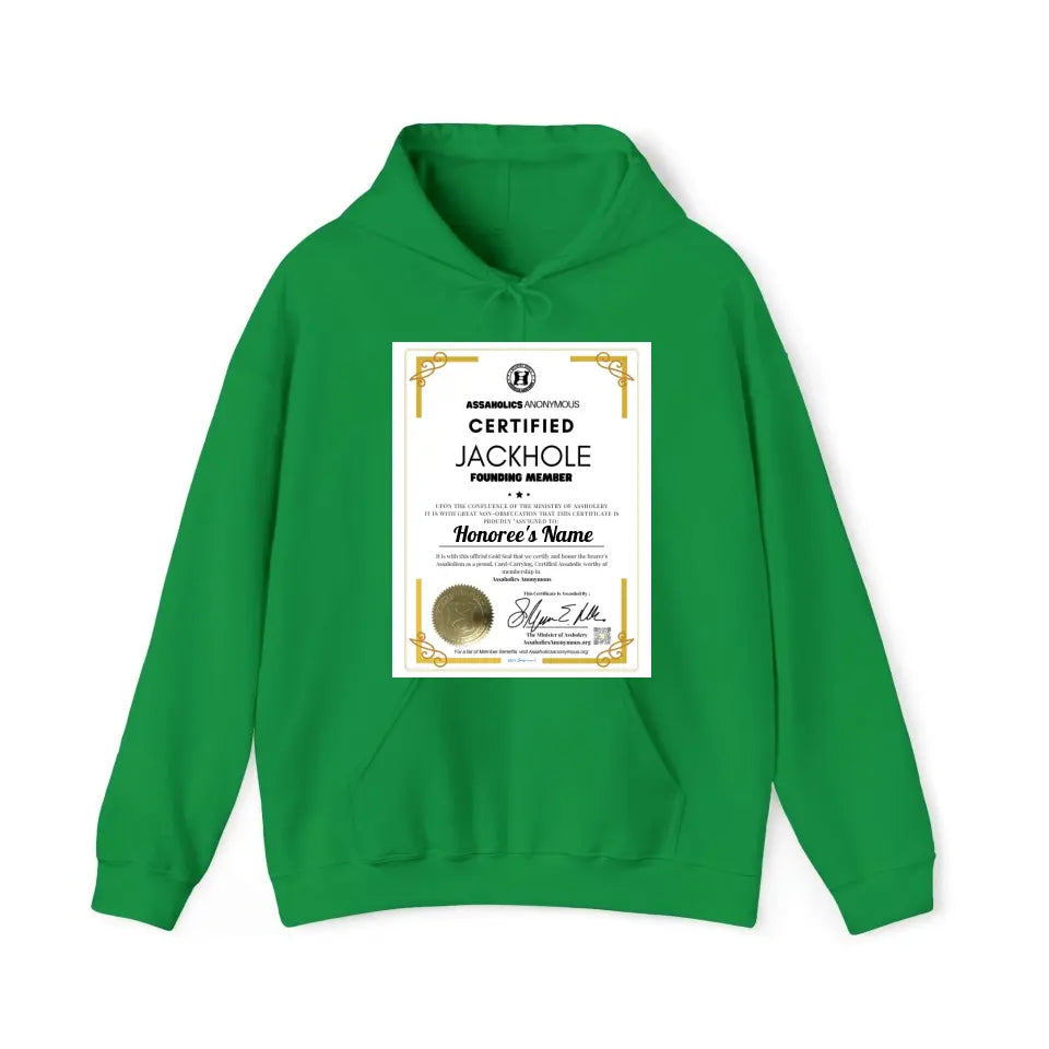 Personalized Jackhole Membership Certificate Tees and Hoodies