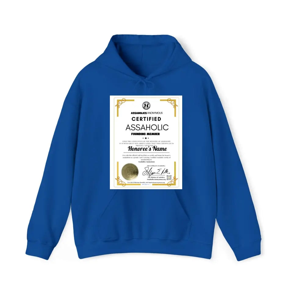Personalized Assaholic Membership Certificate Tees and Hoodies