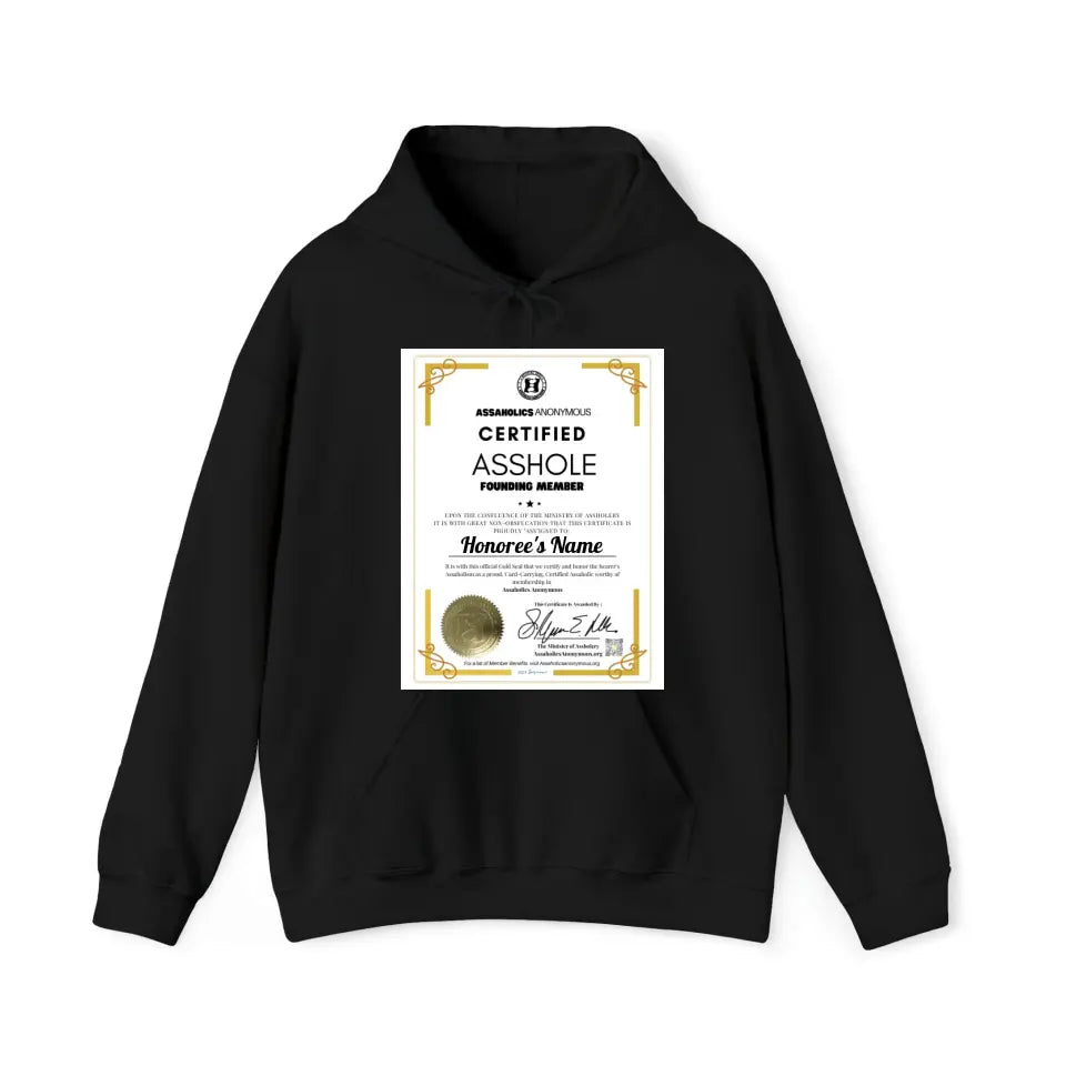 Personalized Asshole Membership Certificate Tees and Hoodies