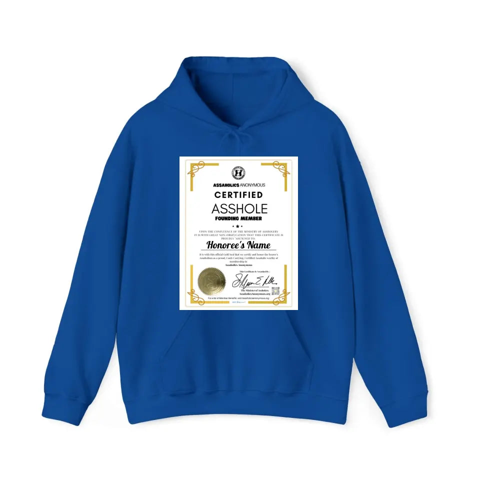 Personalized Asshole Membership Certificate Tees and Hoodies