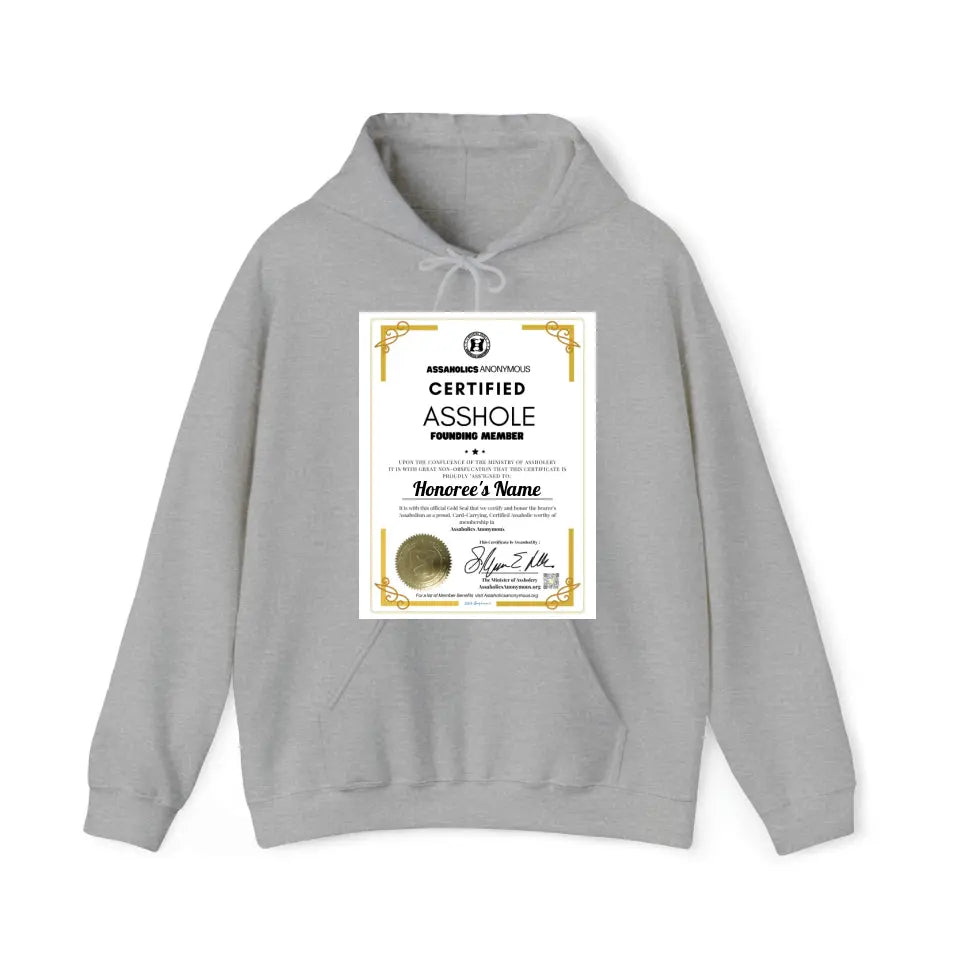 Personalized Asshole Membership Certificate Tees and Hoodies