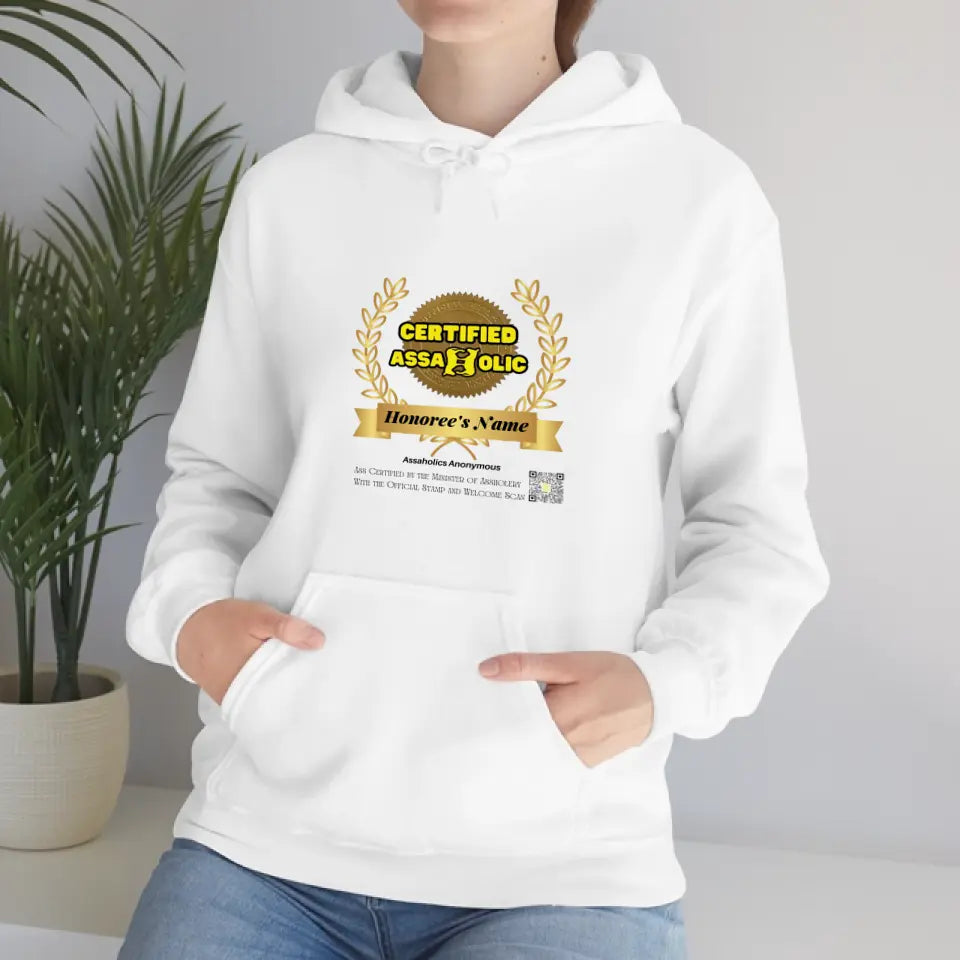 Your Name and Photo on the Tee or Hoodie Assaholic Certified by the Minister of Assholery