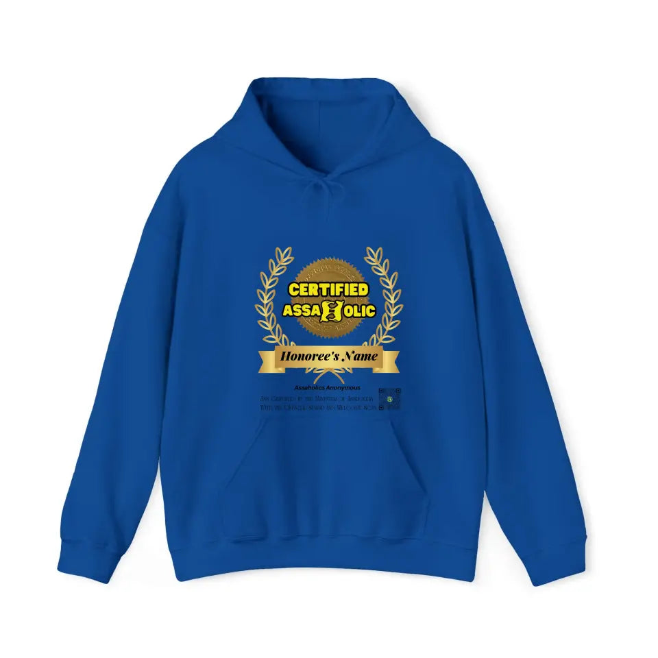 Your Name and Photo on the Tee or Hoodie Assaholic Certified by the Minister of Assholery