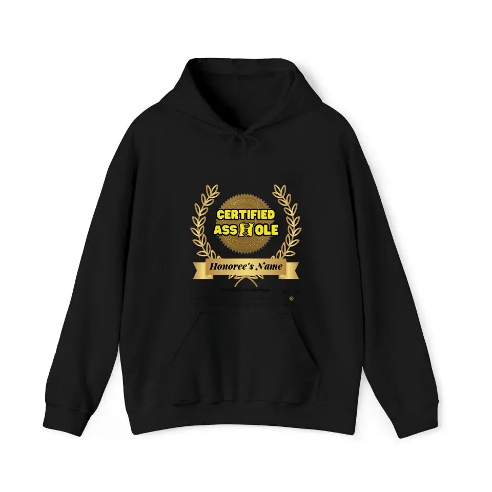 Your Name and Photo on the Tee or Hoodie Asshole Certified by the Minister of Assholery