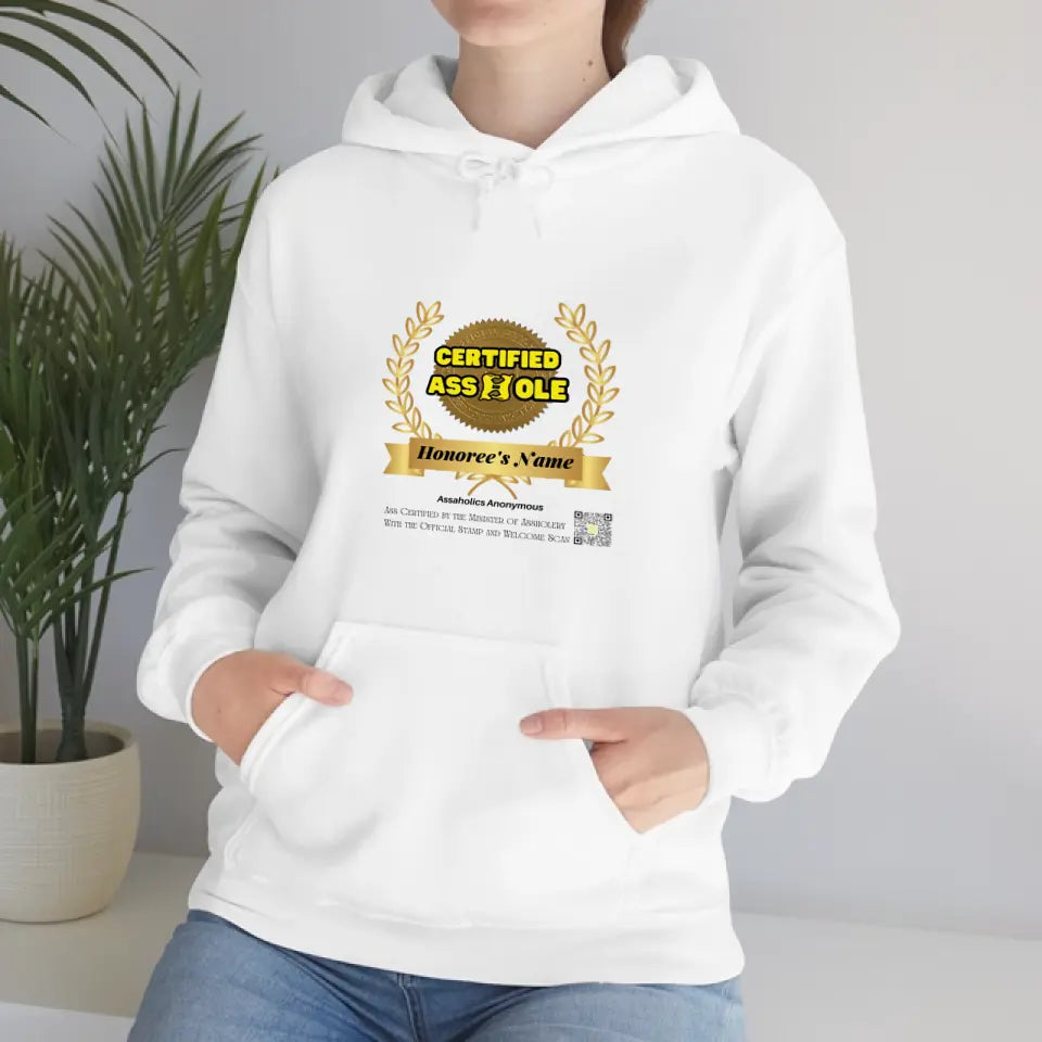 Your Name and Photo on the Tee or Hoodie Asshole Certified by the Minister of Assholery