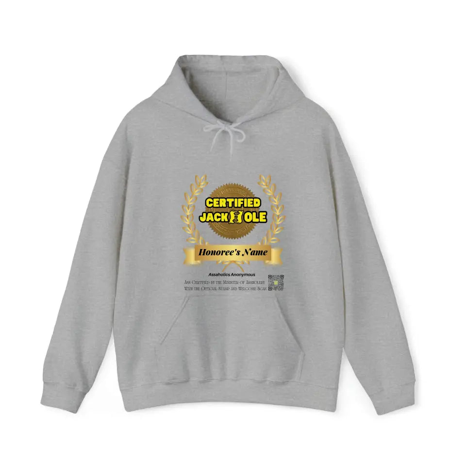 Your Name and Photo on the Tee or Hoodie Jackhole Certified by the Minister of Assholery