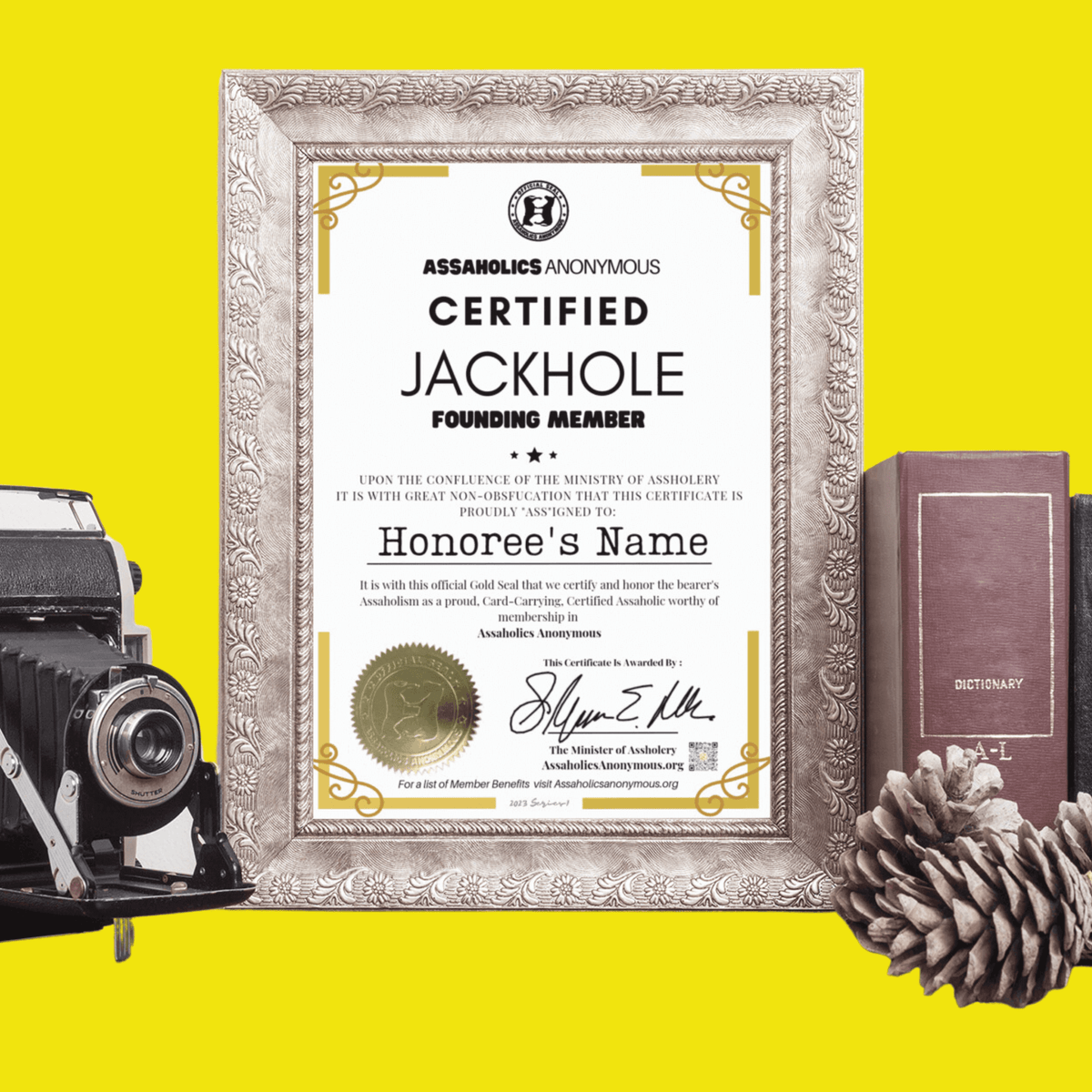 G-Rated Official "Certified Jackhole" Gold Seal Certificate