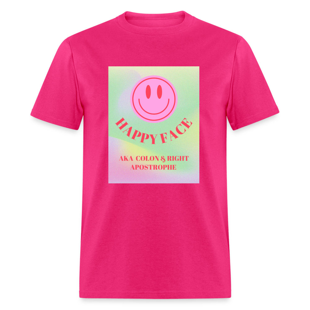Happy Face AKA Colon & Right Apostrophe Unisex T-Shirt - fuchsia