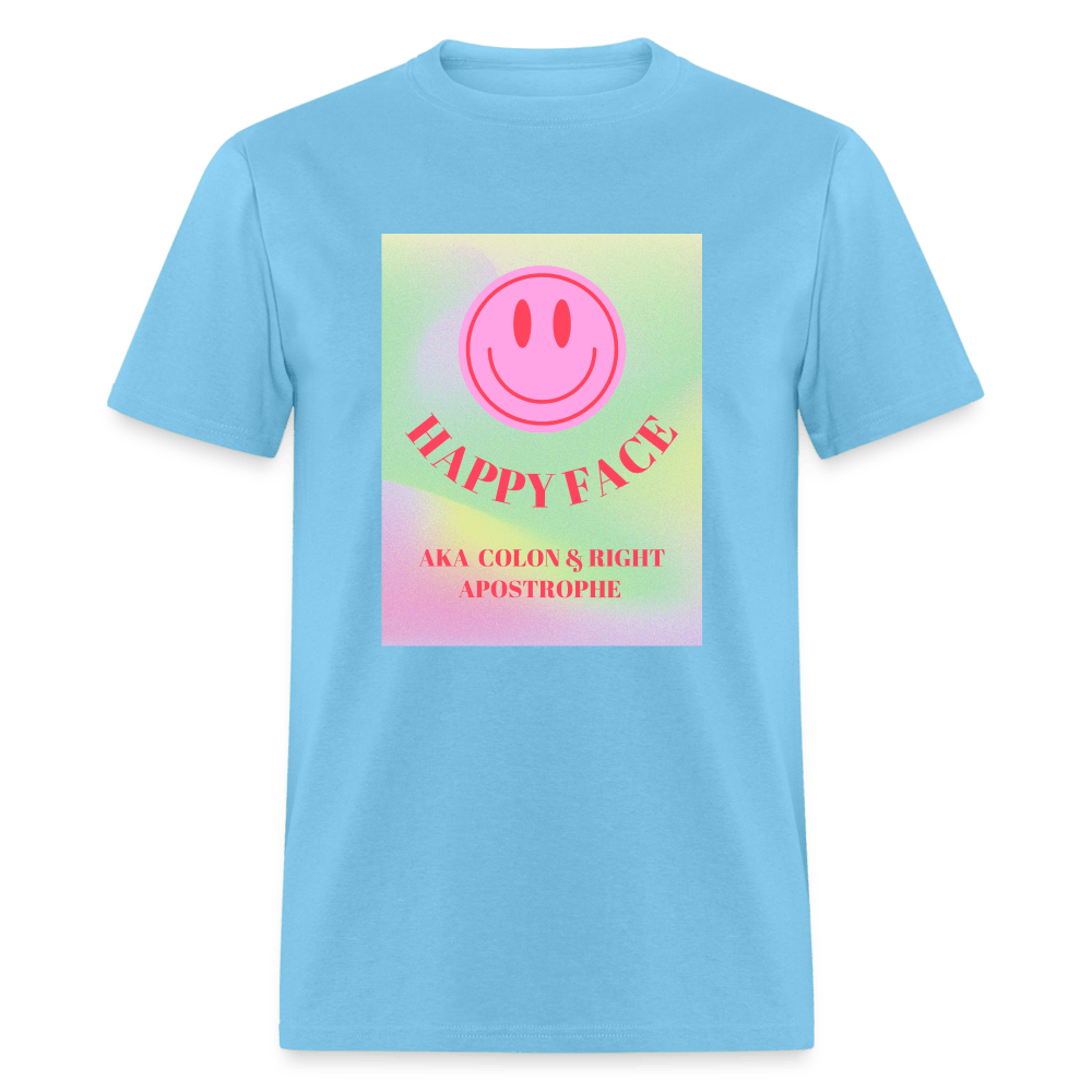 Happy Face AKA Colon & Right Apostrophe Unisex T-Shirt - aquatic blue