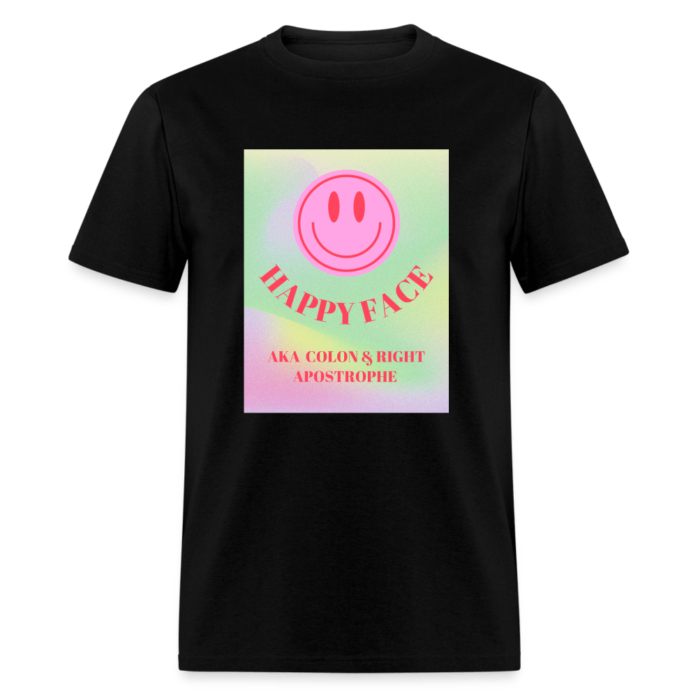 Happy Face AKA Colon & Right Apostrophe Unisex T-Shirt - black