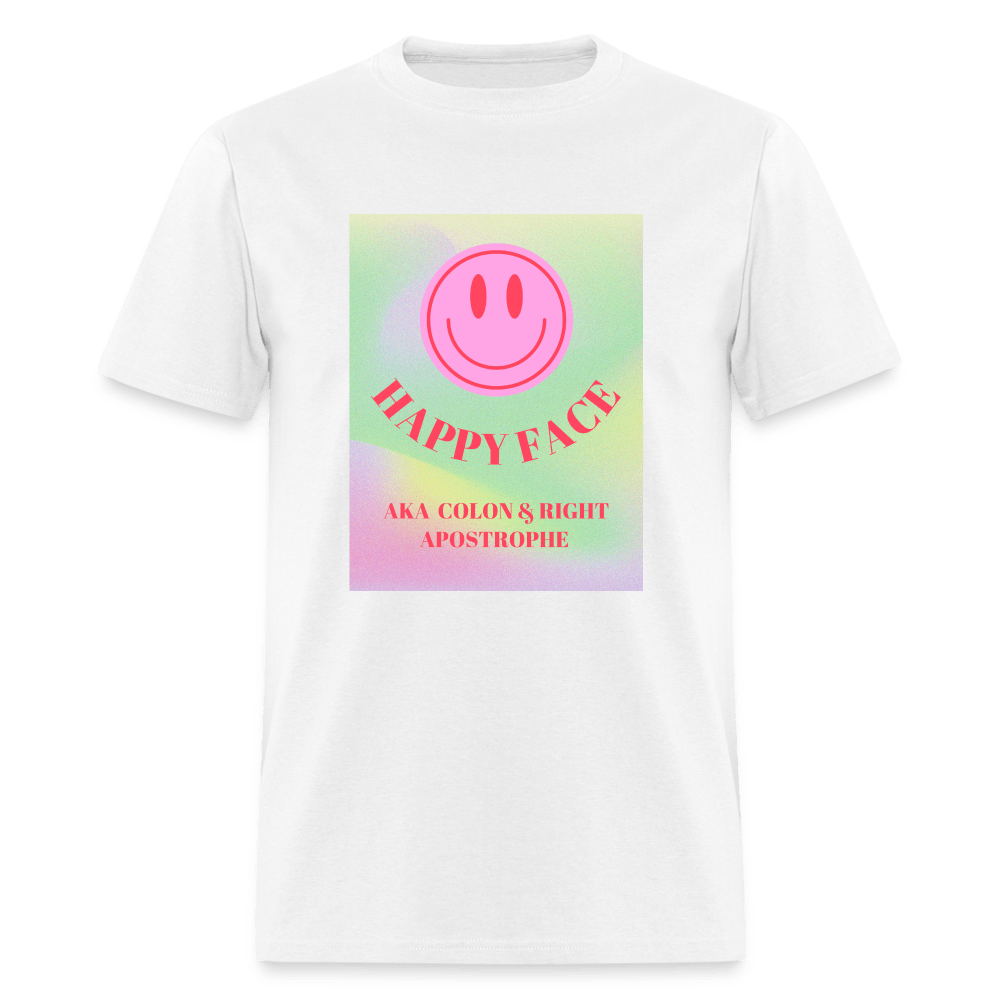 Happy Face AKA Colon & Right Apostrophe Unisex T-Shirt - white